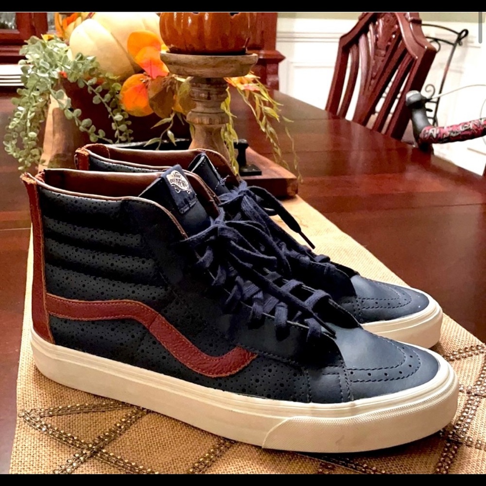 Vans “Off The Wall” High Top Leather Blue/Brown Skateboard Shoe - 11.5